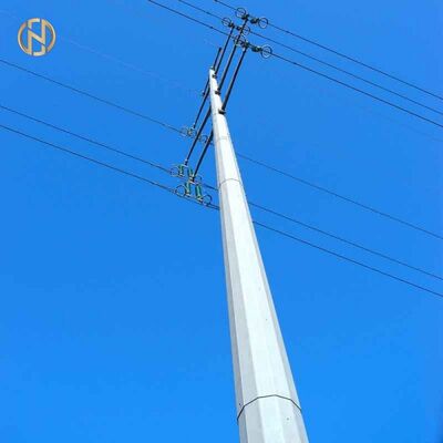 Αγορά 33kV/66kV Q355B HDG Οκτάγωνος σιδηροδρομικός πόλος, 30FT/40FT μονόπολος με σύζευξη γλιστρίματος για υπερυψωμένες γραμμές ηλεκτρικής ενέργειας, ISO 1461 online manufacture